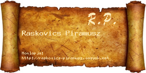 Raskovics Piramusz névjegykártya